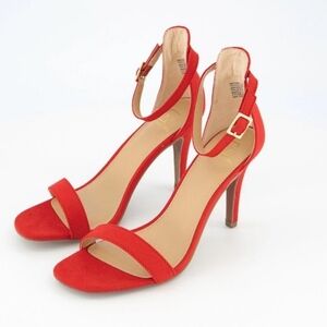 Material Girl Red Faux Suede Ankle Strap Heels size 9.5
